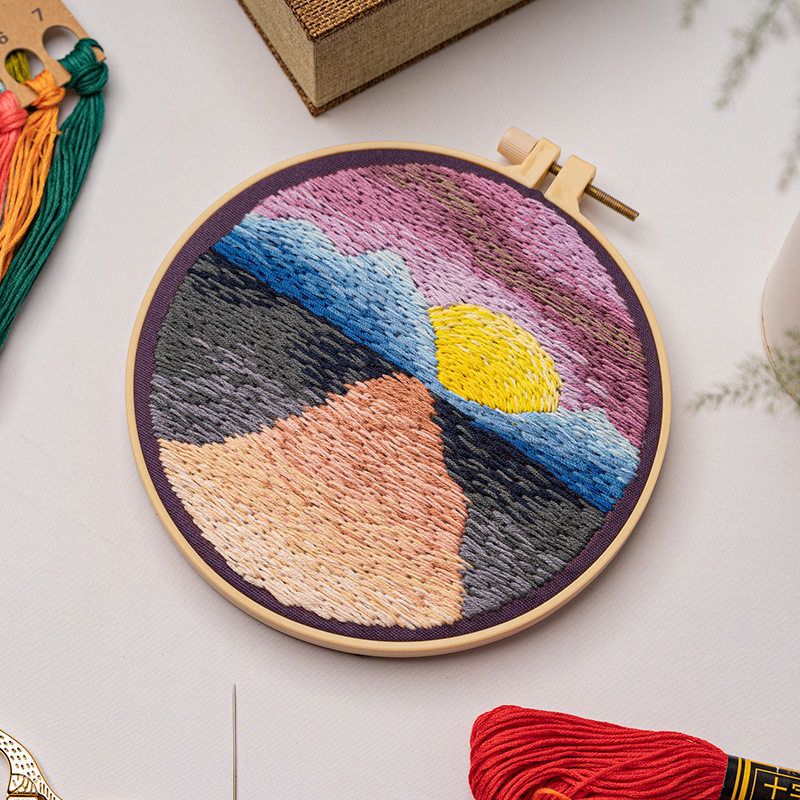 DIY Wholesale Embroidery Kit for Adults Cross Stitch Punch Needle Embroidery Set DIY Craft Kits Landscape Series Embroidery Kits