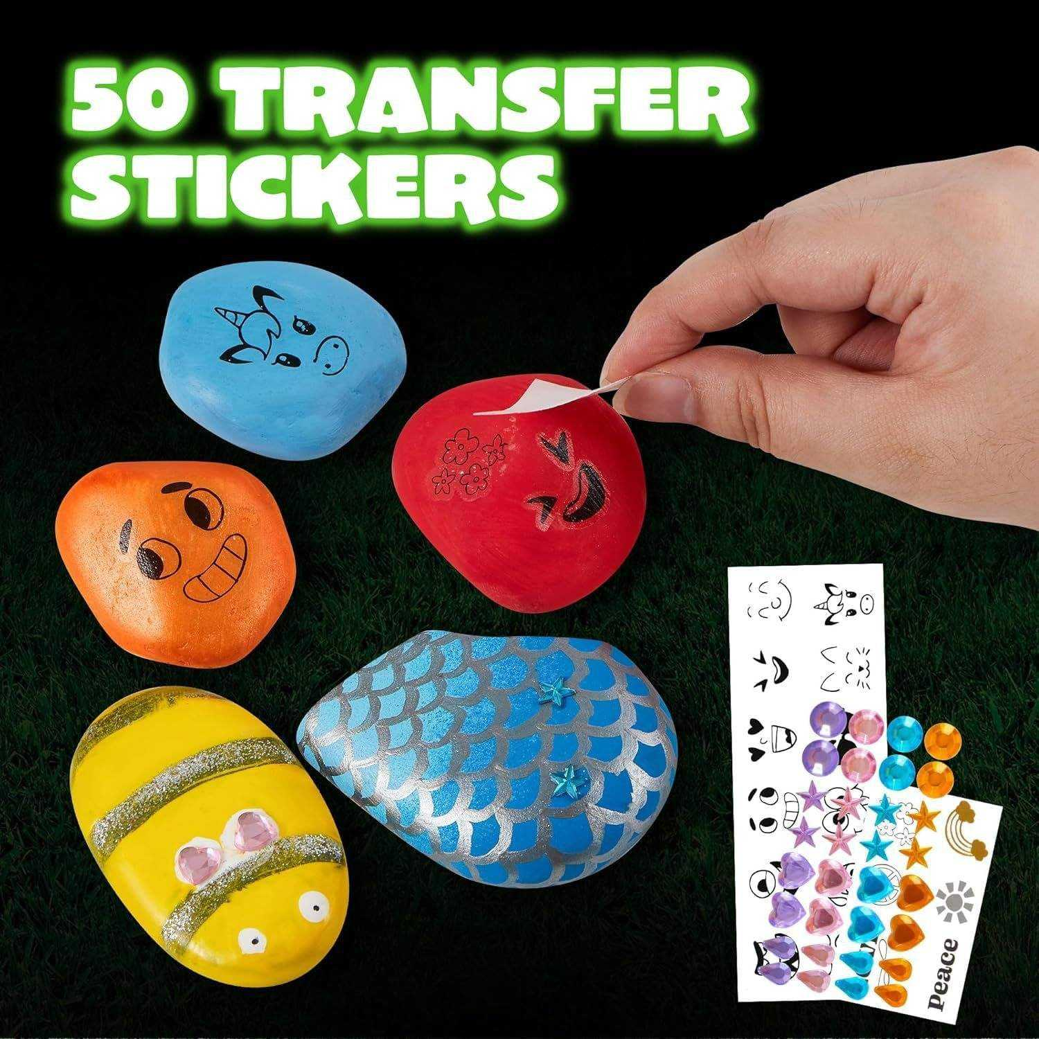 Educational DIY Plastic Rock Painting Kit Arts &amp; Crafts STEM Glow in the Dark for Boys Girls Gift