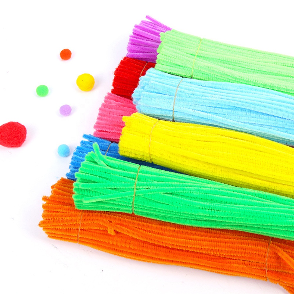 Optional Colorful Chenille Stem Custom Assorted Pom Poms Ecofriendly Handmade Folk Art Animal Pattern Kids DIY Kit Art Craft