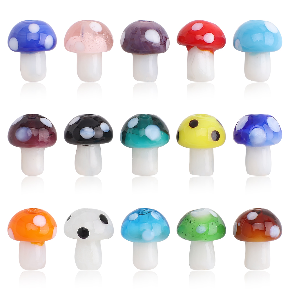 Crystal Mushroom Glass Beads Colors 2