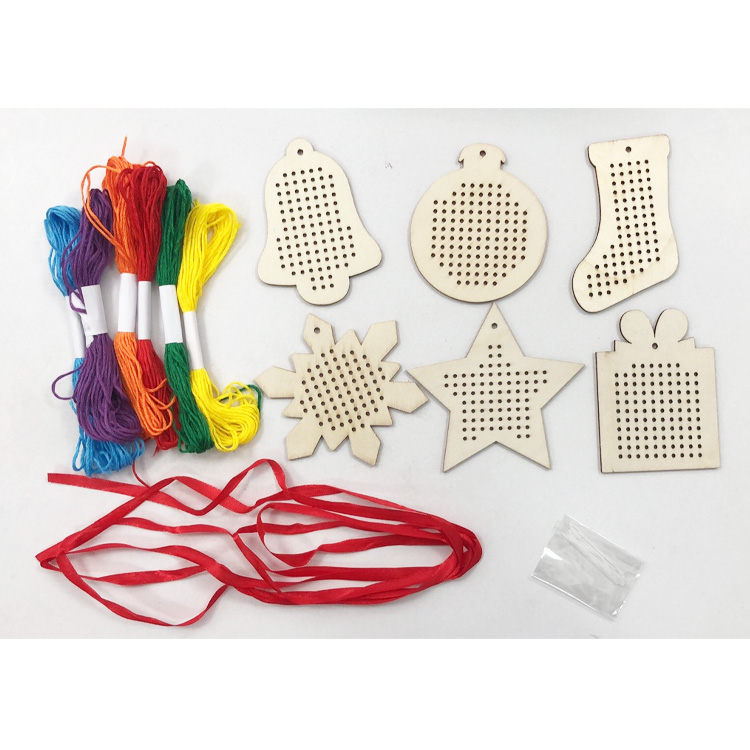 Original Manufacturer Christmas Tree Wooden Cross Stitch Decoration Kits DIY Wooden Bookmark Cross Stitch Beginner Kits