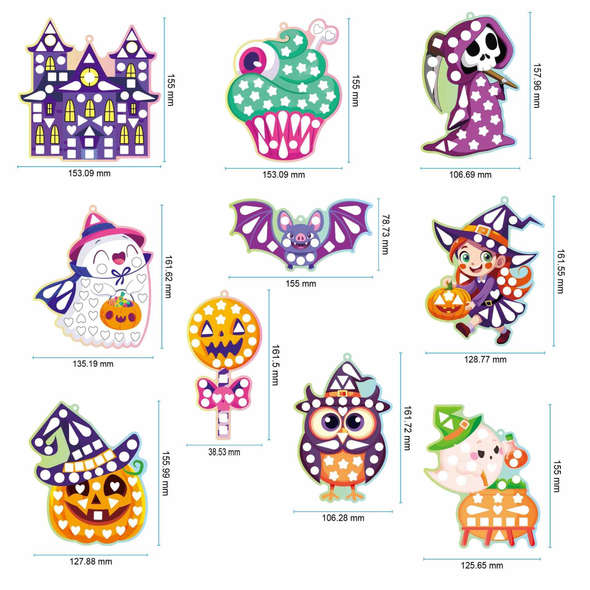 Fashion Kids Paper Toy Cute Halloween Theme Spark Creativity String and Decorate Mirror Mosaic DIY Craft Kit Set