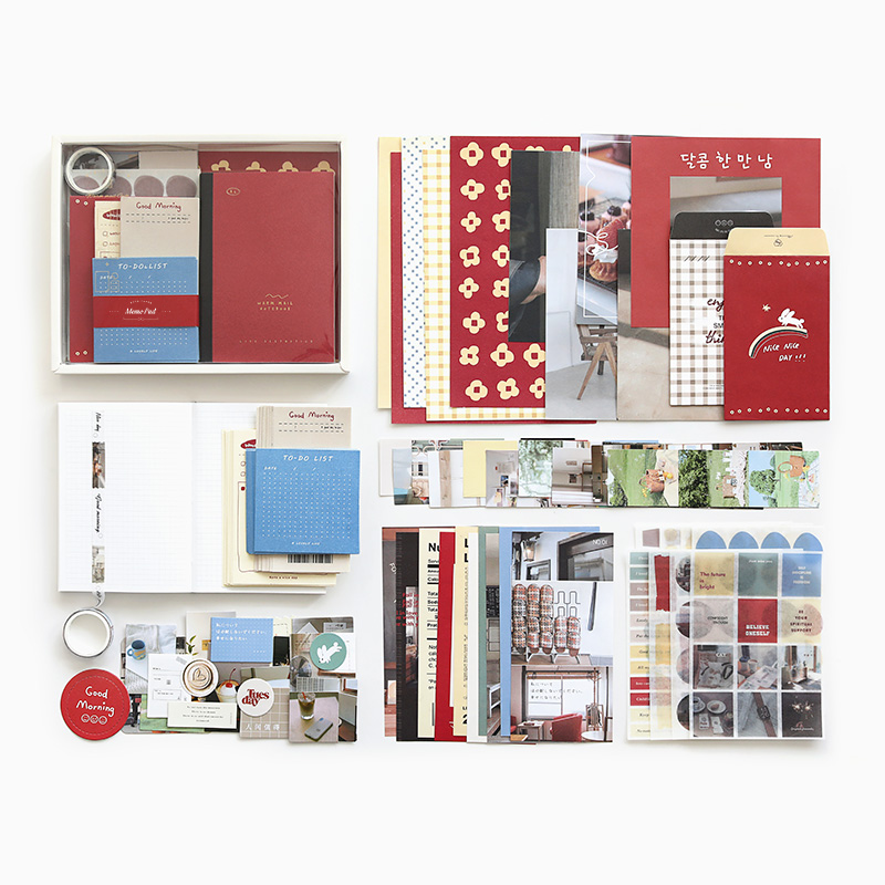 Handbook Stationary Set A6 Color 128 Sheets Notebook Gift Set Scrapbooking Journal DIY Kit