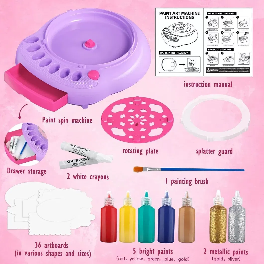 Kids Spin Art Machine Set DIY Painting Craft Kit Educational Art Toy