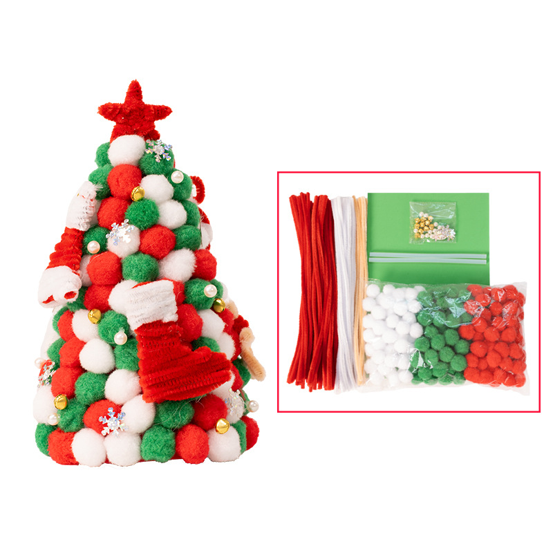 DIY Pompom Twist Stick Light-Up Christmas Tree Decoration Kit