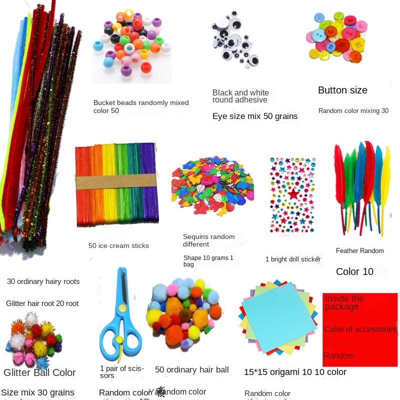 Assorted DIY Paper-Based Craft Supplies Kit for Kids Creative Hobby & School Projects for Homemade Gifts
