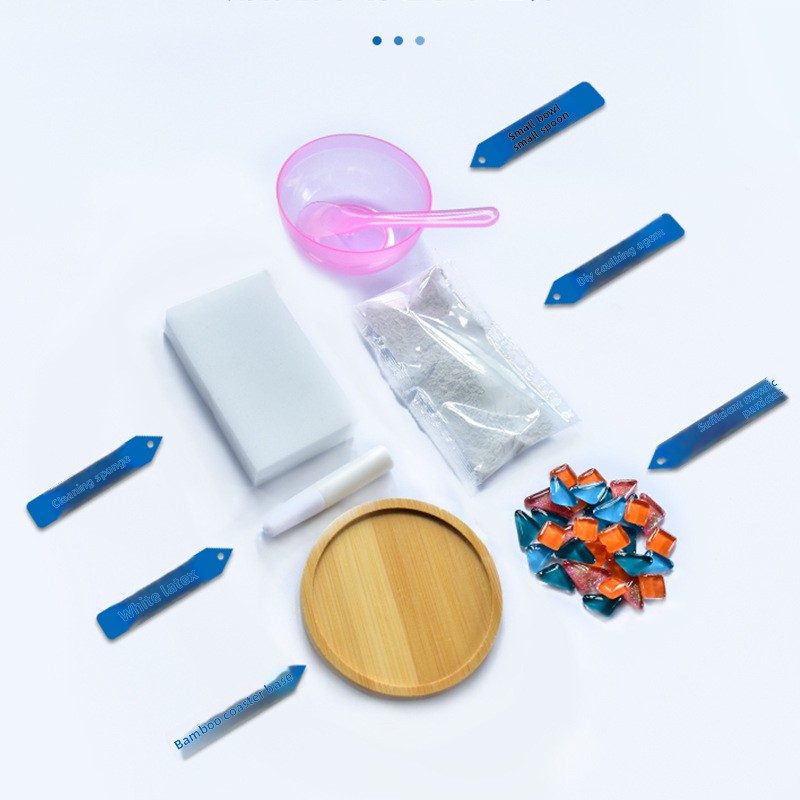 Mosaic Coaster DIY Creative Craft Kit Bamboo/Rattan/Plant Stalks Material New Year Festival Handmade Activity
