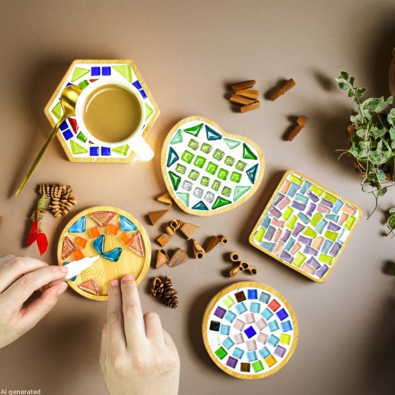 Mosaic Coaster DIY Creative Children's Handicraft Material Kit Place Origin None Material None for New Year's Day Activities