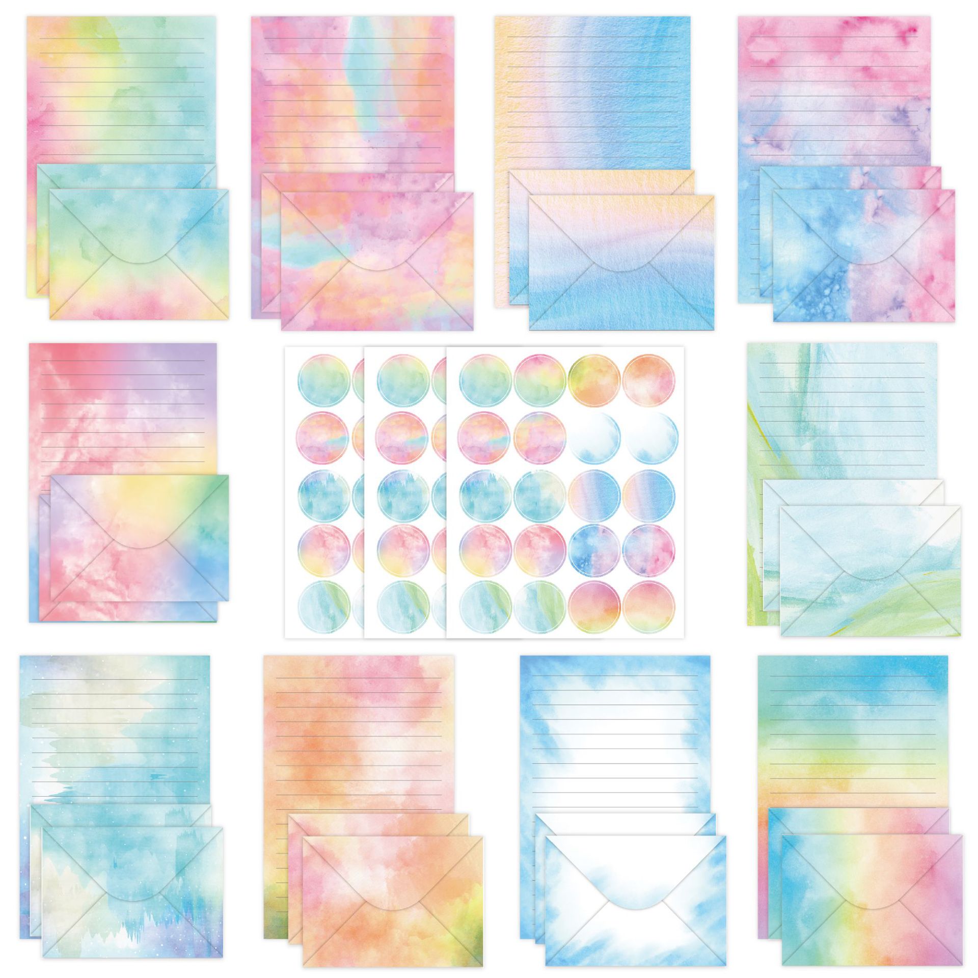 Bview Watercolor Scrapbook Paper Kit with Envelopes Stickers DIY Journal Craft Paper Set for Kids Girls