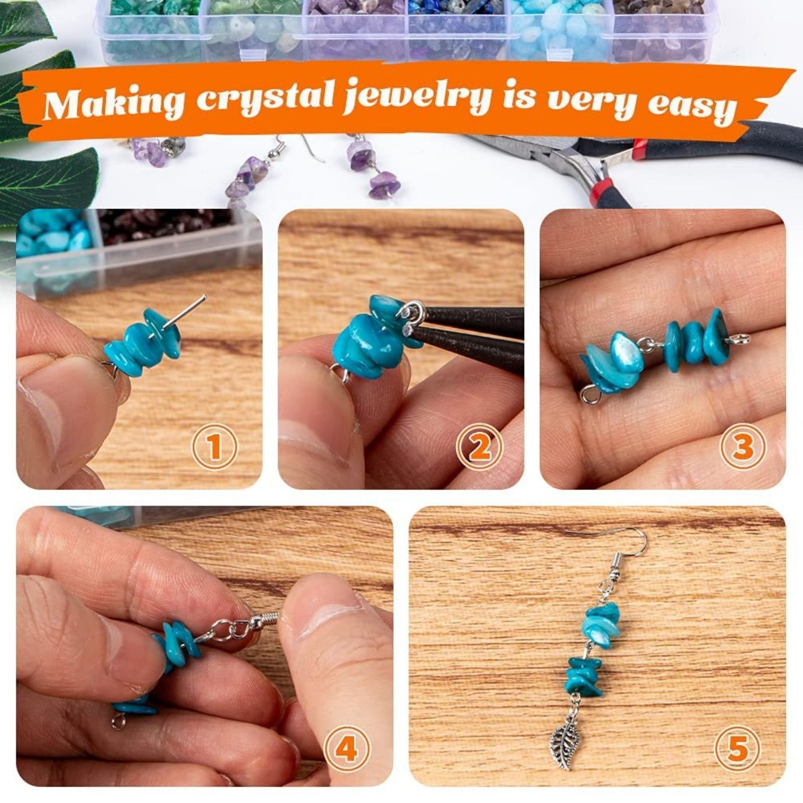 Hot Sale 24-Grid Natural Irregular Crushed Stone Beads Box Set DIY Jewelry Making Kit for Handmade Crafts