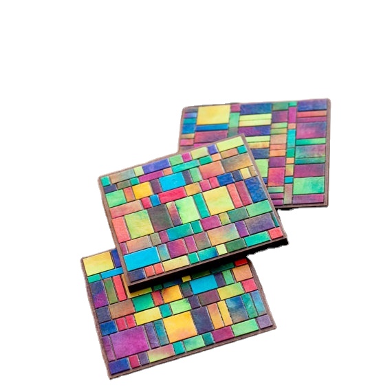 Glass Mosaic Tiles Mixed Colors Mosaic Glass Pieces DIY Crafts Mosaic Kit with Wooden Coaster for Cheap Price