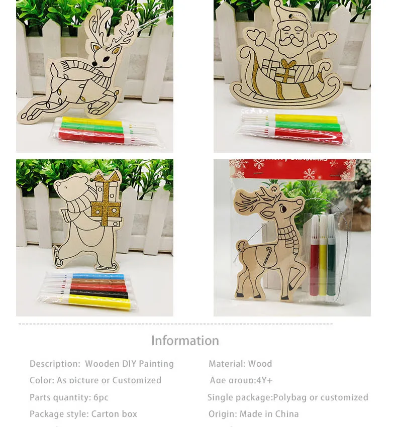 Rustic Wooden DIY Christmas Decoration Kit for Creative Painting