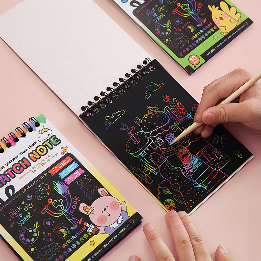 Children's Dazzling DIY Scratchboard Art Kits Creative Graffiti Scratch Book Fun Interactive Learning Tool