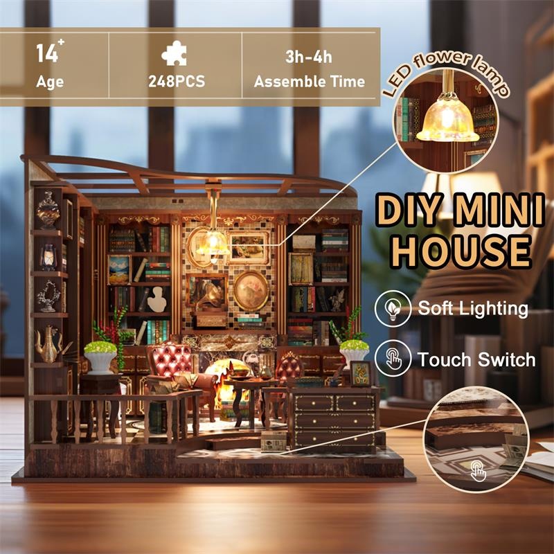 Custom Miniature Diy House Kit Assembled Puzzle DIY Model Diy Miniature Wooden House for Educational Toy