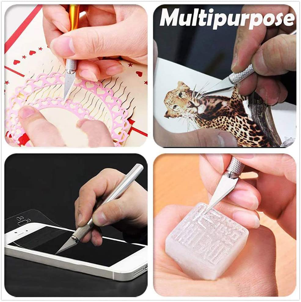 Craft Knife Kit with 5 Pieces Stainless Steel Blades for Cutting Carving Scrapbooking