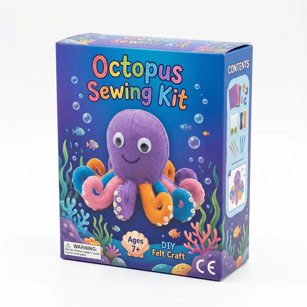 Portable Travel DIY Octopus Sewing Kit Cute Felt Craft Toy for Children