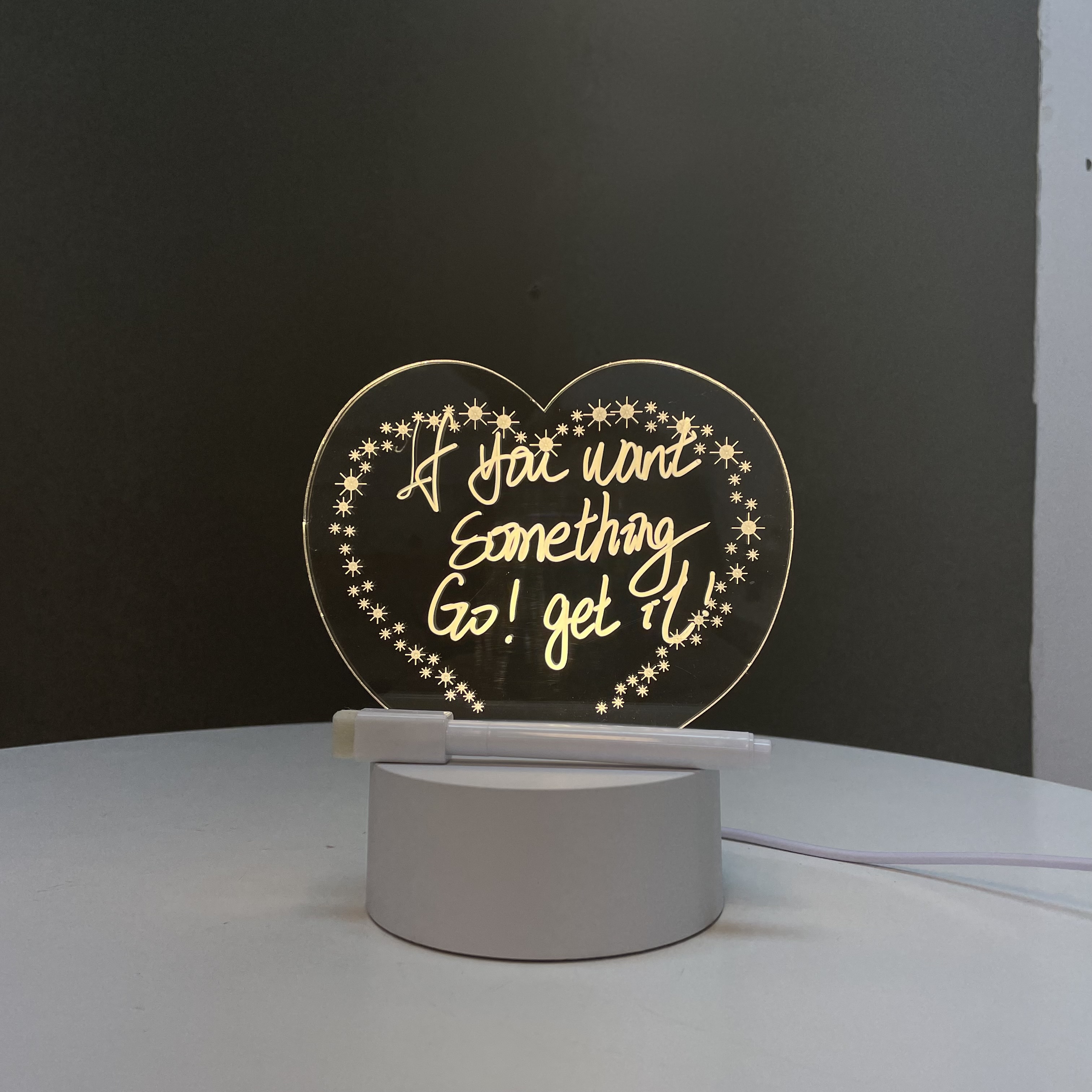 Newish Creative Blank Acrylic Writable Night Light Bed Desktop 3d Diy Note Board Led Night Light With Message Board Pen
