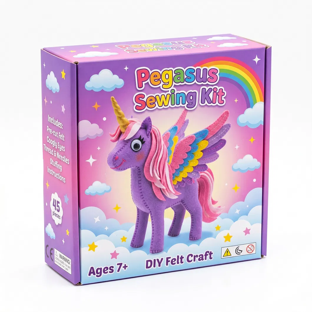 DIY Purple Unicorn with Rainbow Wings Kids Sewing Kit Craft Set