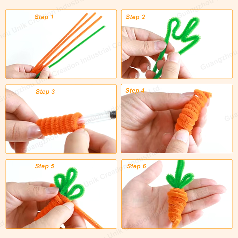 EDUsense DIY Chenille Stem Twist Wire Pipe Cleaners Craft Kit With Pom-poms Magic Colorful Handcraft Curly Roll DIY Toys Set