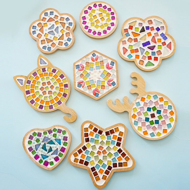 2024 Popular Handmade DIY Mosaic Wood Bamboo Coaster Kit for Home Decor Birthday Gift Adults Crafts