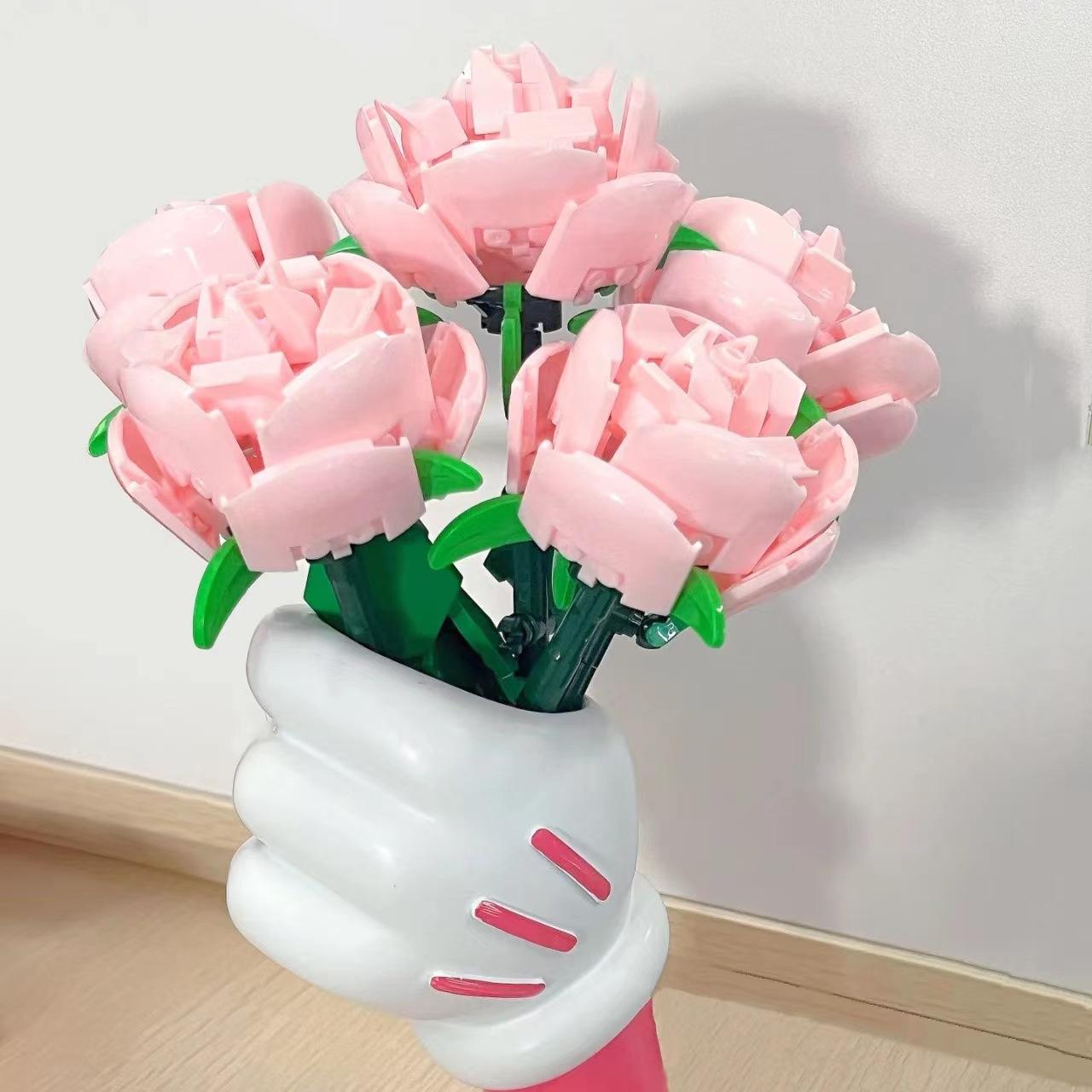 DIY Flower Building Block Sets Eternal Rose Building Blocks Valentines Day Gift Diy Children Creative Assembly Plastic Toy