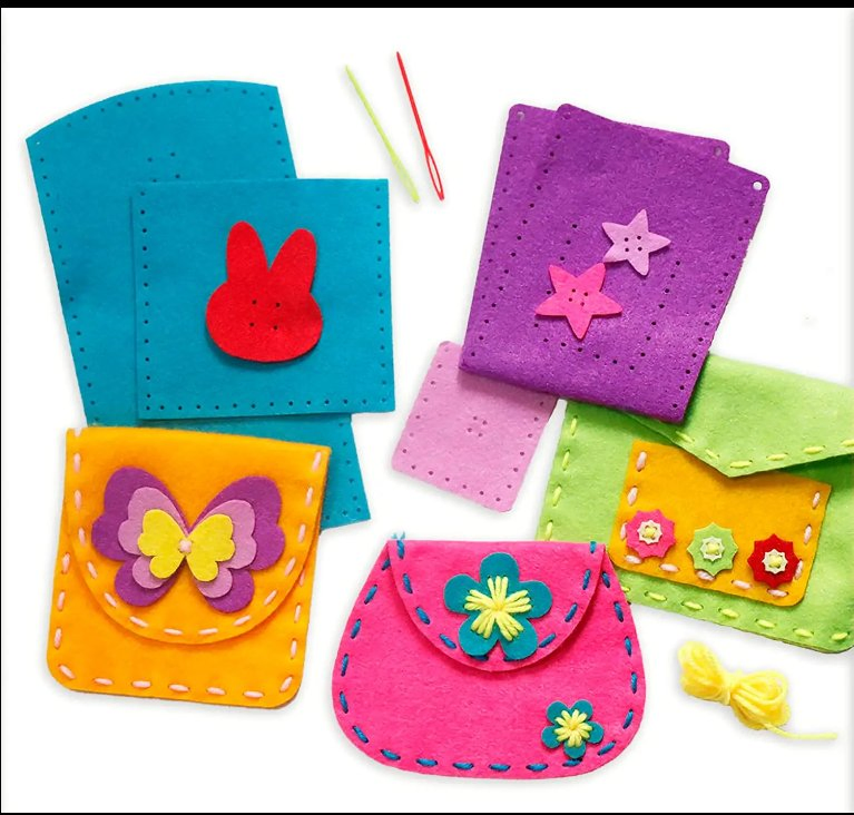 Soft Felt Kids Sewing Bags Purses Kit Felt DIY Crafts Girls Boys Educational Sewing Kids Art Craft Kits Beginners Kids Sewing