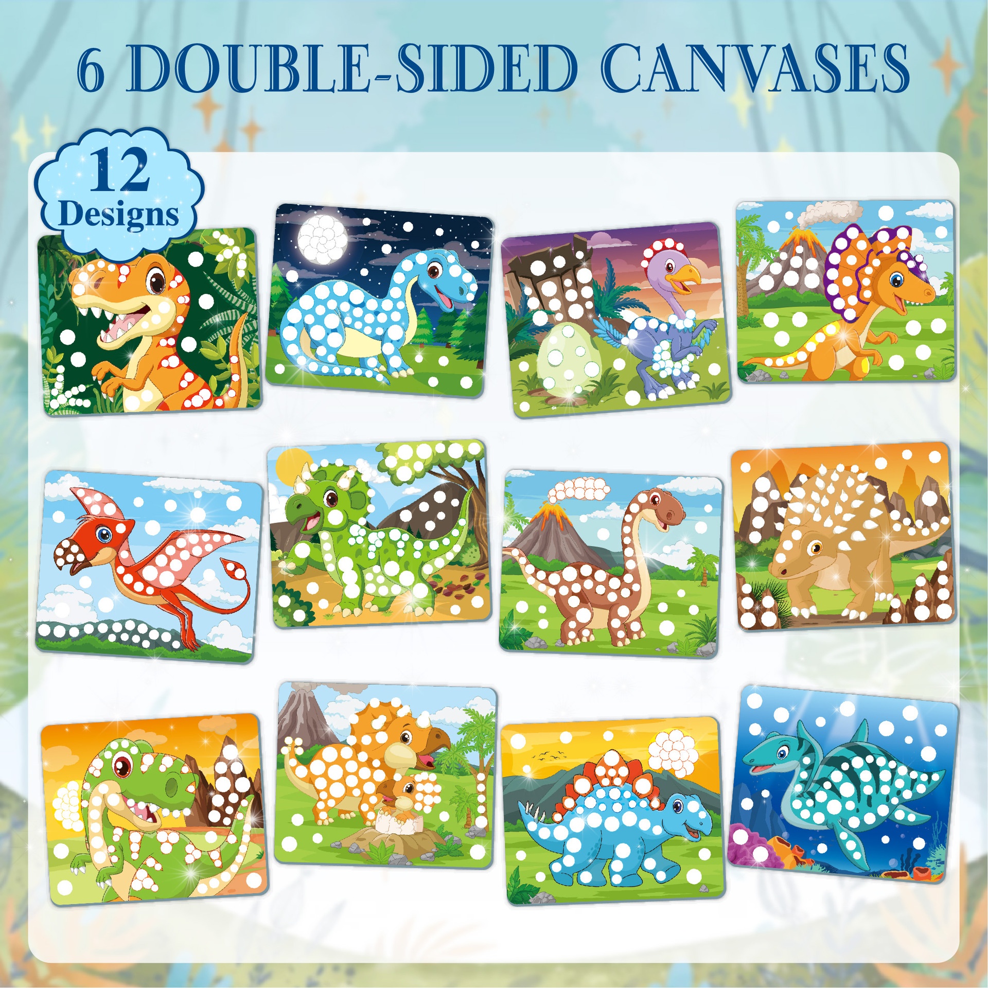Dot Art 1400 Piece DIY Sticker Set Dinosaur Inspired Handicraft Kit for Kids Creative Paper Activity Set Printing