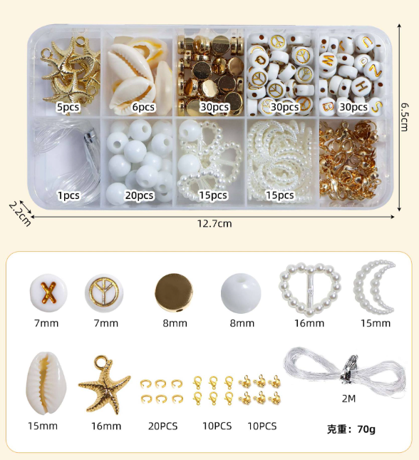 Neutral Tone Beads Jewelry Making Kit, Mixed Shapes Acrylic &amp; Shell Beads for Handmade Bracelets