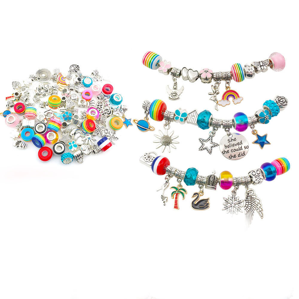 88pcs Bracelet DIY Beads Accessories Set Sweet Charm Bracelet Necklace Jewelry Making Craft Kit Child Creative Christmas Gifts