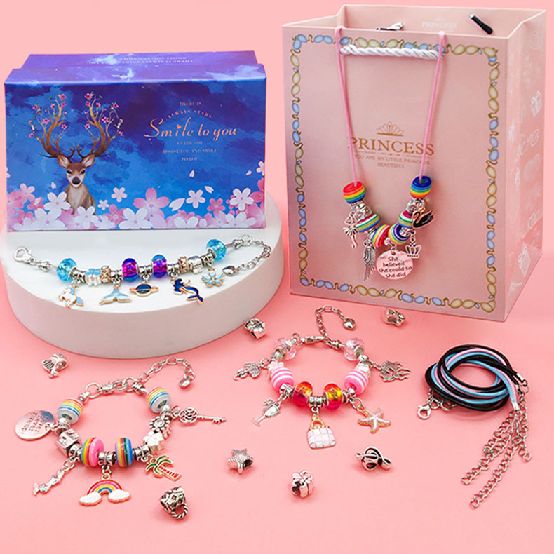 112PCS/Set Custom Hot Sale Vintage Hand Beaded Bracelet Gift Set Box DIY Bracelet Making Kit Set for Women Jewelry