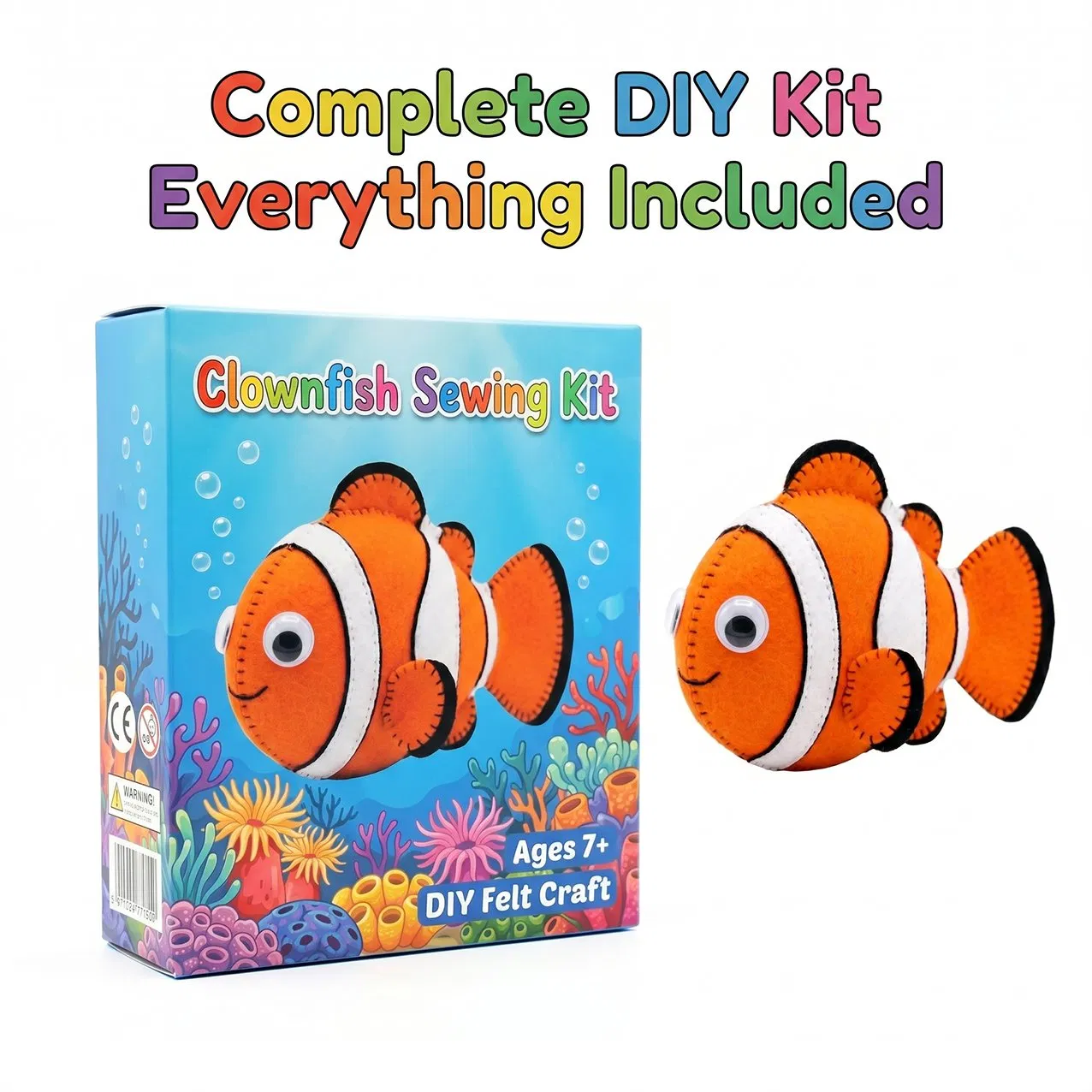 Mini Portable Travel Clownfish Sewing Kit DIY Educational Craft for Kids
