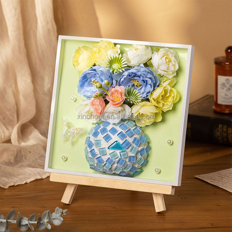 DIY Vase Mosaic Painting Kit DIY Arts Painting Kit and Craft Kits Mosaic Tiles DIY Crafts with Vase Flower Mosaic Accessories