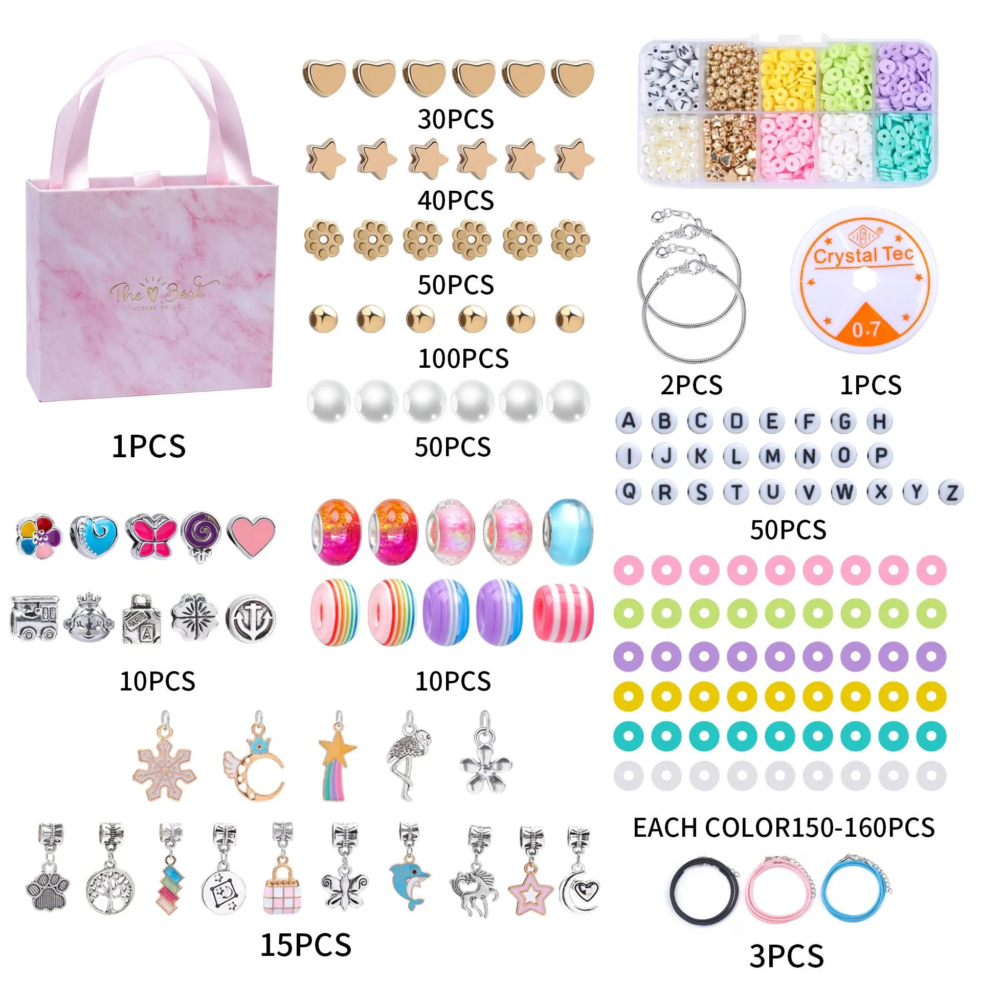 Clay Letter DIY Bracelet Set Creative Pendant Bracelet Necklace Making Kit