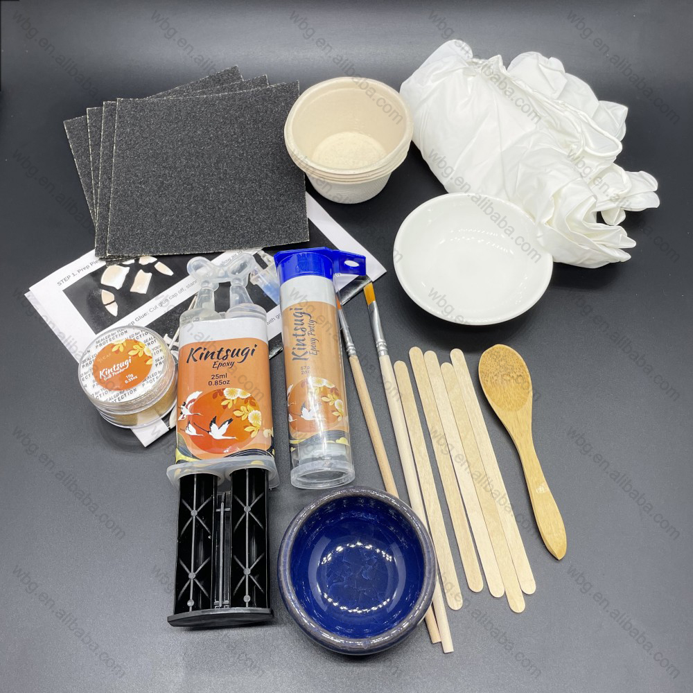 Handmade Gifts DIY Kintsugi Repair Starters Japanese Gold Repair Kintsugi Kit with Practice Cup for Ceramics&amp;Porcelain Repair