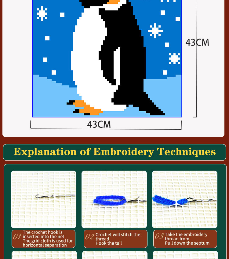 Christmas Snowman DIY Latch Hook Pillow Kit Handcrafted Home Decor Yarn Decoration Craft Gift Material Package Kits