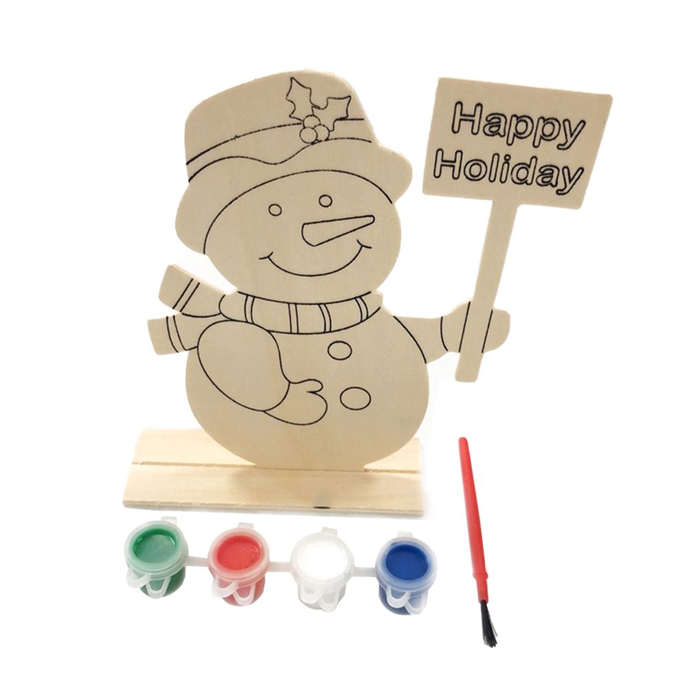 China Children DIY Wood Painting Craft Kit Kids Educational Toys Painting Kit DIY Wooden Christmas Paint Set