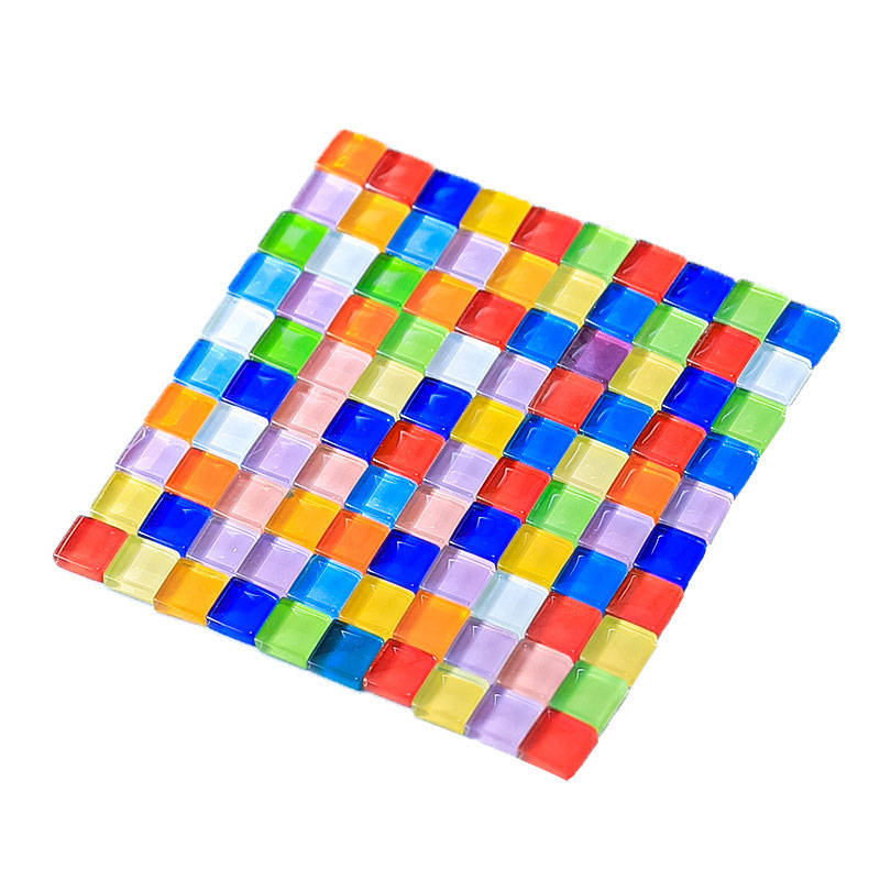 Geometric Glass Mosaic Tile Kits for School Creative Projects Assorted Colors DIY Crafting Pieces with Storage Case