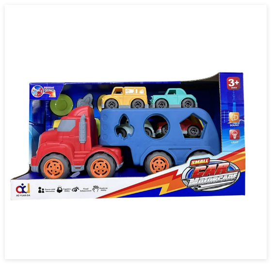 Boxed ABS Cute Sliding Cartoon Transportation Trailer with Geometric-shaped Puzzle Pieces Toys Portable