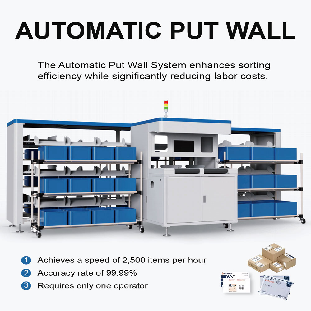 Automatic Parcel Sorter E-Commerce AGV Robot 3D Put Wall Sorting Machine With 2 Conveyor Belt for Logistic Order Fulfillment