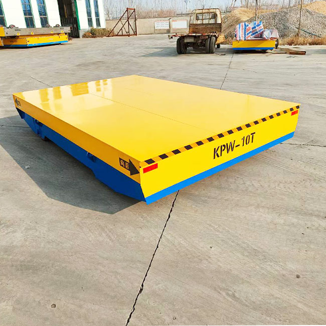 Heavy Duty Rubber Wheel Battery Powered Trackless 10 Tons Electric Flat Transfer Carts