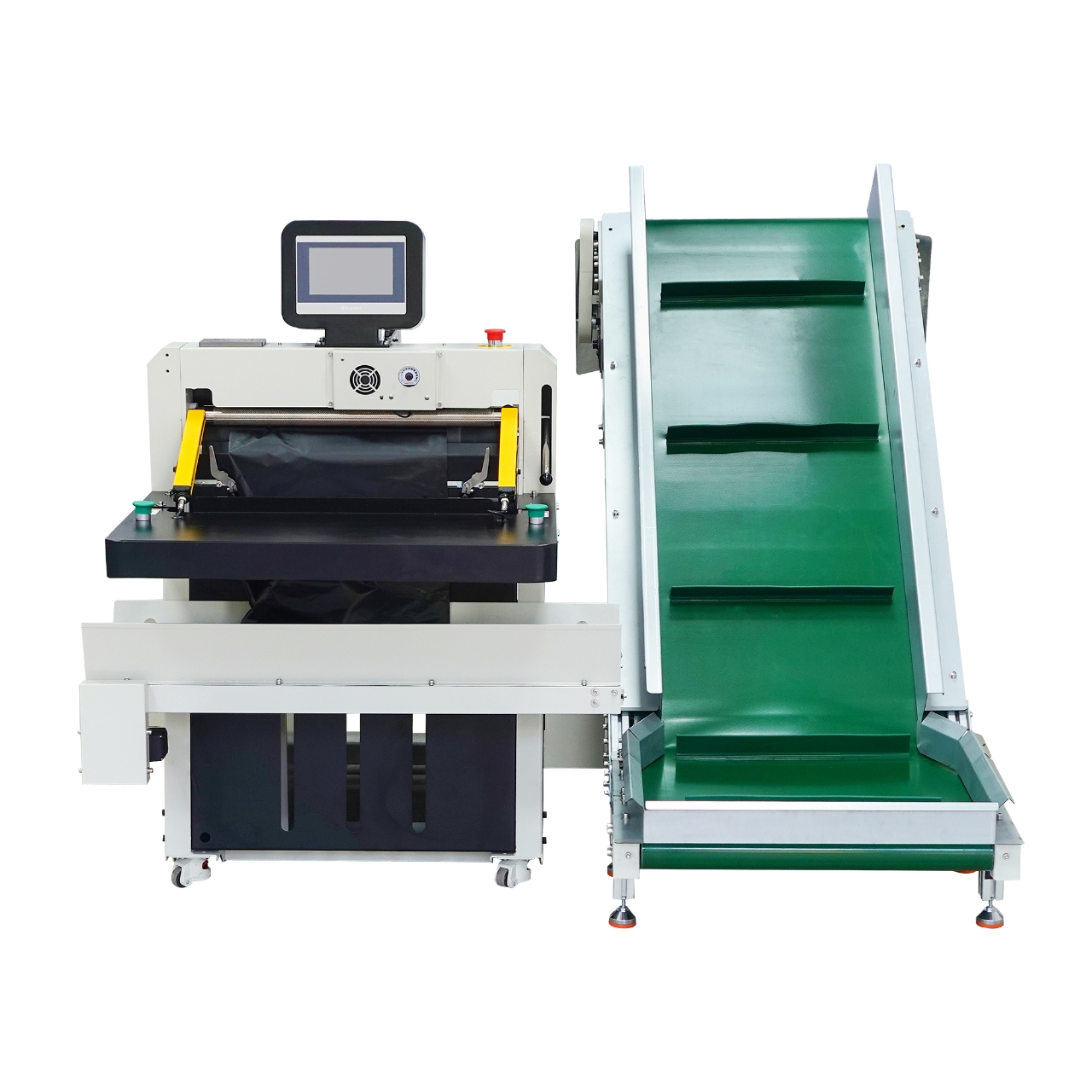 DND50I Ecommerce Order Fulfillment Courier Plastic Bags Labeling Bagging Packaging Machine With Incline Conveyor