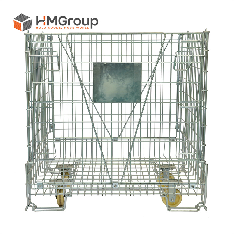 Optimized Logistics Turnover Easy Maneuvering Steel Structure Collapsible Roller Metal Container