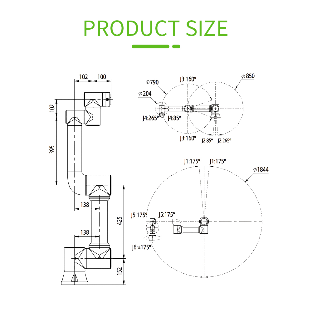 Chinese Factory 6 Axis Collaborative Robot Arm Pallet Mover Multifunctional Cobot Manipulator with Core Motor PLC Components