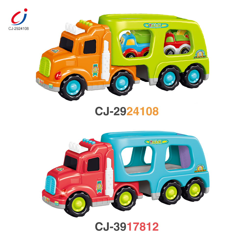 Chengji Toddler Vehicle Toys Transport Car Carrier Truck Set 3 In1 Cartoon Friction Construction Carrier Truck Transport Car Toy