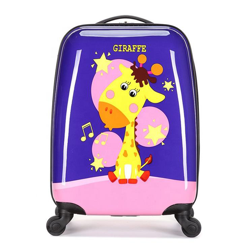 16 Inch Purple Animal Cartoon Surface Design Trolley Suitcase Pc Printed Hard Shell Baggage Kids Luggages
