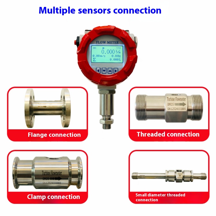 Stainless Steel Turbine Flowmeter LCD Display OEM For Liquid Flow Measurement Water Alcohol Diesel DN4-DN200 0.5% Accuracy