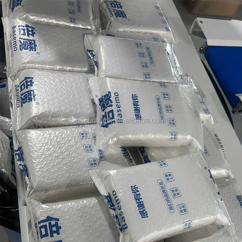 Automatic Air Bubble Film Flow Wrapper Machine for E-commerce Parcel Courier Bag Poly Mailer with PLC Servo Control System