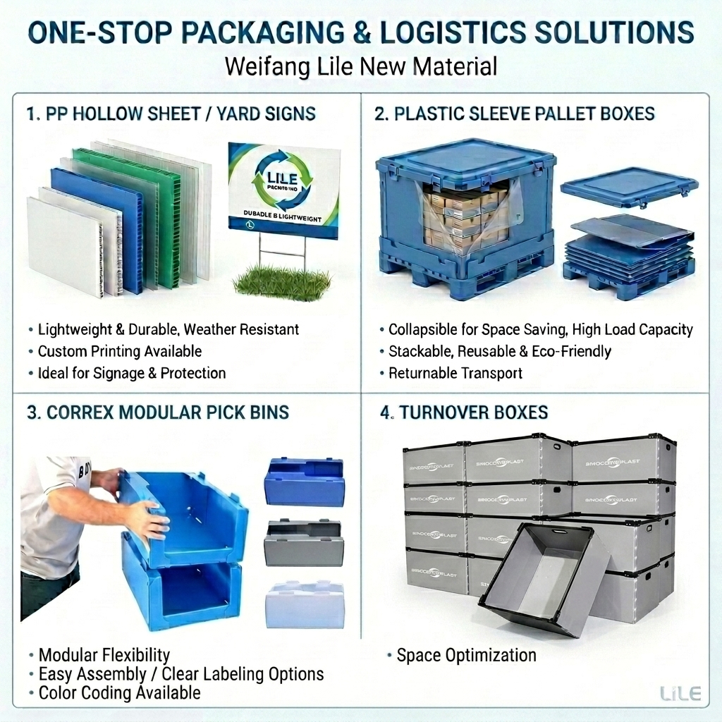Custom Coroplast Picking Bins Stackable Warehouse Storage Bins Open Front Plastic Shelf Bins For Clothing Picking