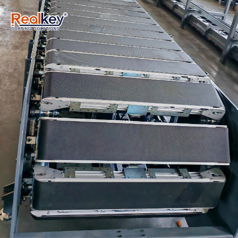 Narrow Belt Sorter Labor Saved Footprint Layout Order Fulfillment Design Automatic