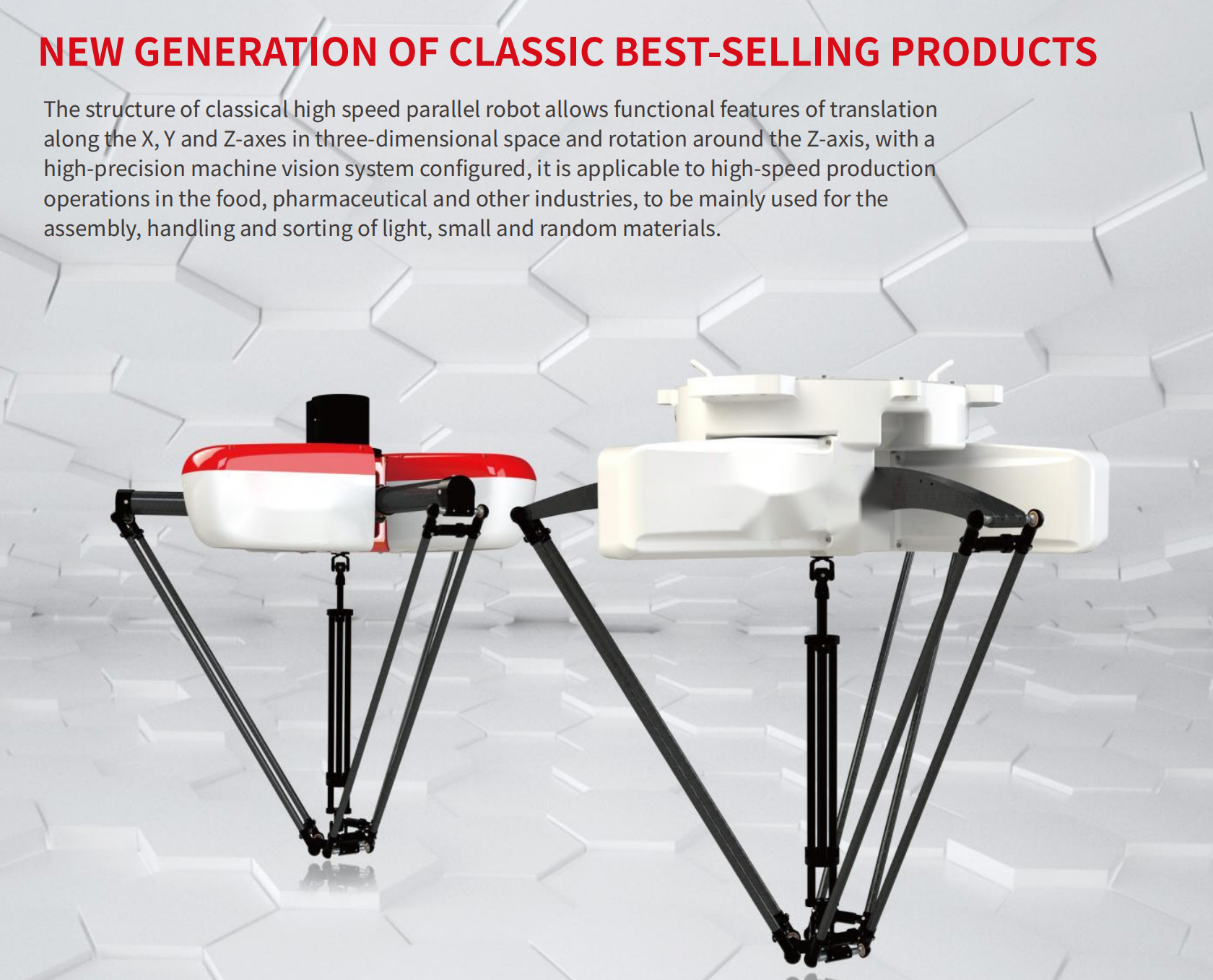 Intelligent Robot Arm 4 Axis Delta Parallel Packing Robot for Sorting/Picking/Placing/ Aligning/Boxing Application